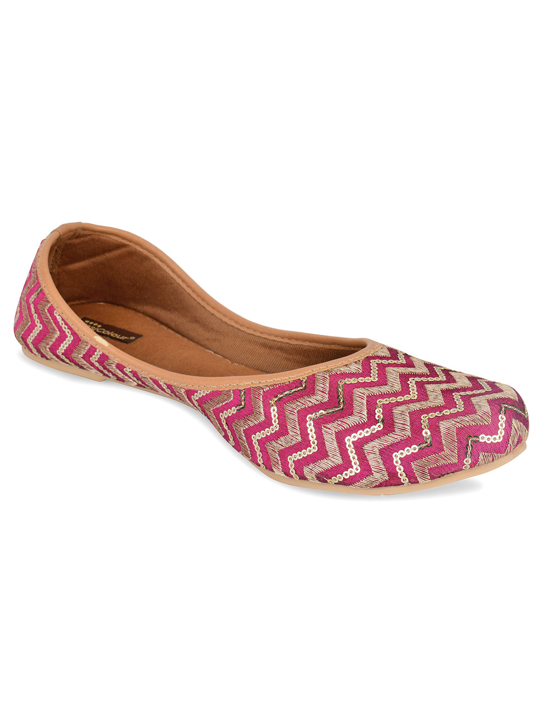 Desi Colour Women Indian Ethnic Footwear-Pink Chevron - Distacart