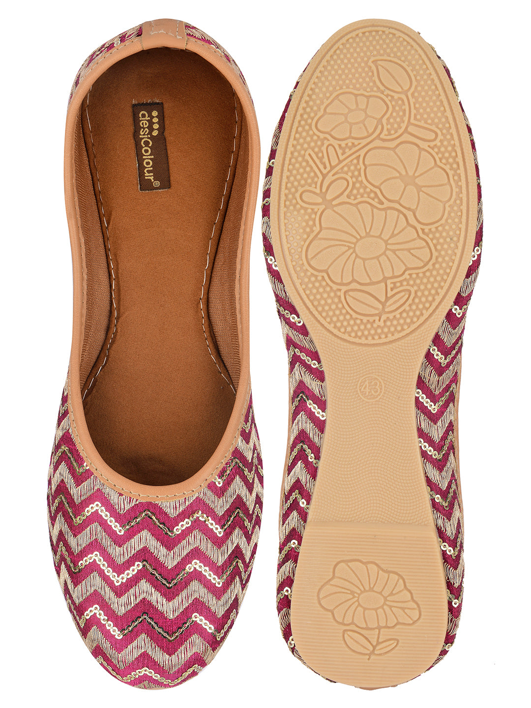 Desi Colour Women Indian Ethnic Footwear-Pink Chevron - Distacart