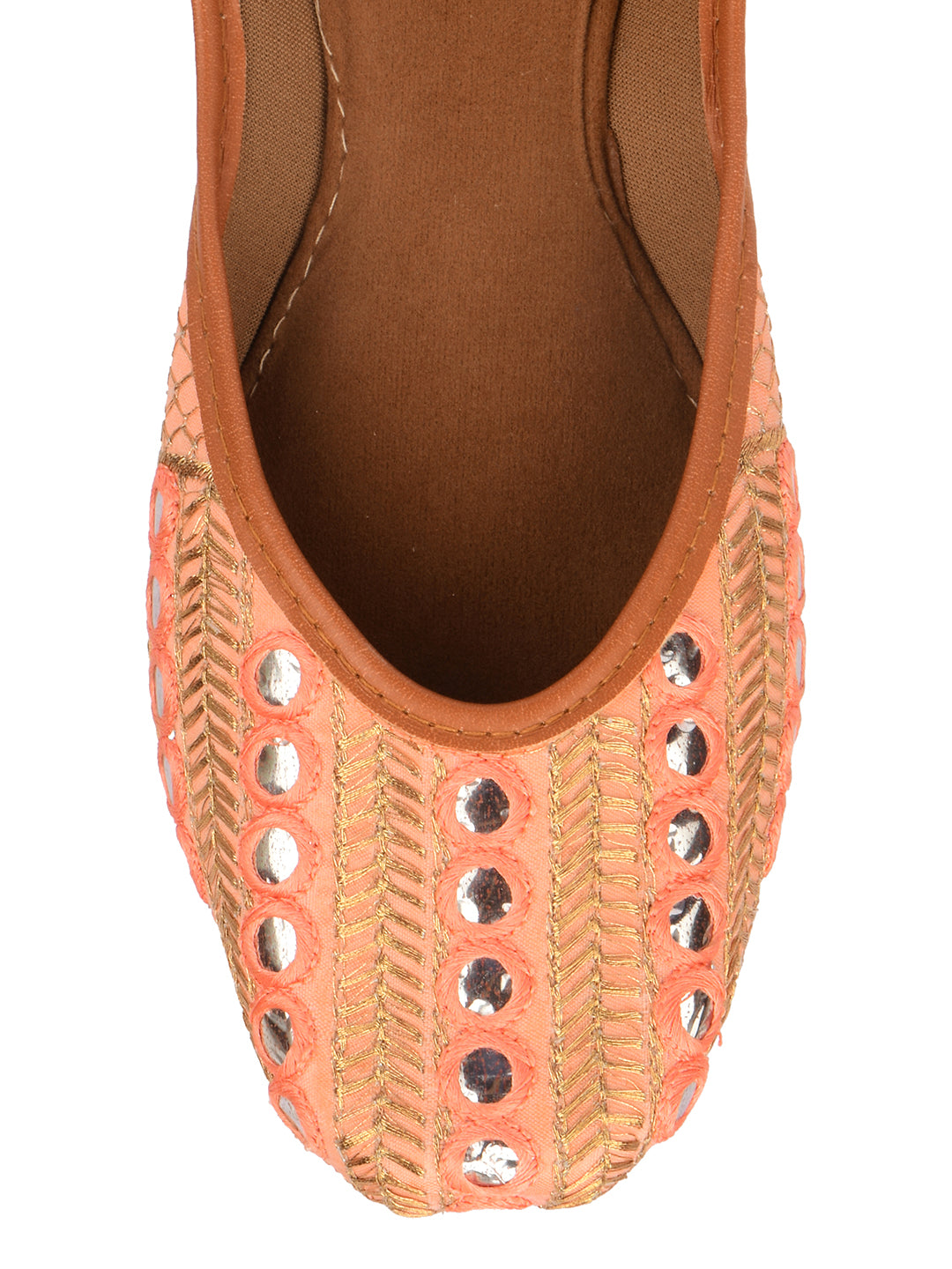 Desi Colour Women Indian Ethnic Footwear-Peach Embroidery - Distacart