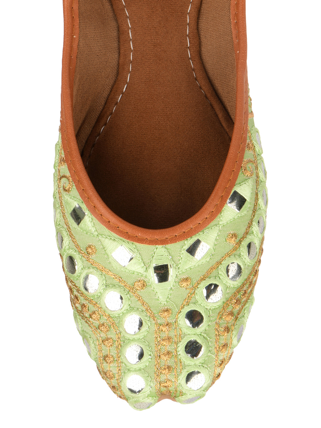 Desi Colour Women Indian Ethnic Footwear-Sea Green Embroidery - Distacart