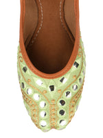 Thumbnail for Desi Colour Women Indian Ethnic Footwear-Sea Green Embroidery - Distacart
