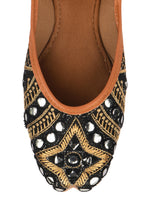 Thumbnail for Desi Colour Women Indian Ethnic Footwear-Mini Dabka-Black Mirror - Distacart