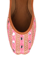 Thumbnail for Desi Colour Women Indian Ethnic Footwear-Mini Dabka-Pink Mirror Lines - Distacart
