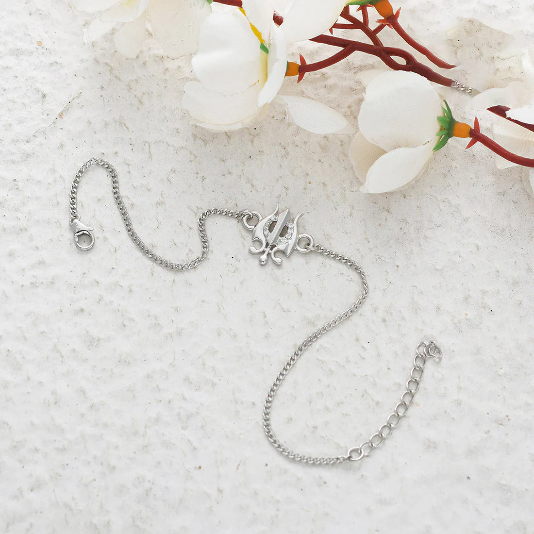 trueBrowns 925 Sterling Silver Precious Trishul Silver Bracelet Rakhi - Distacart