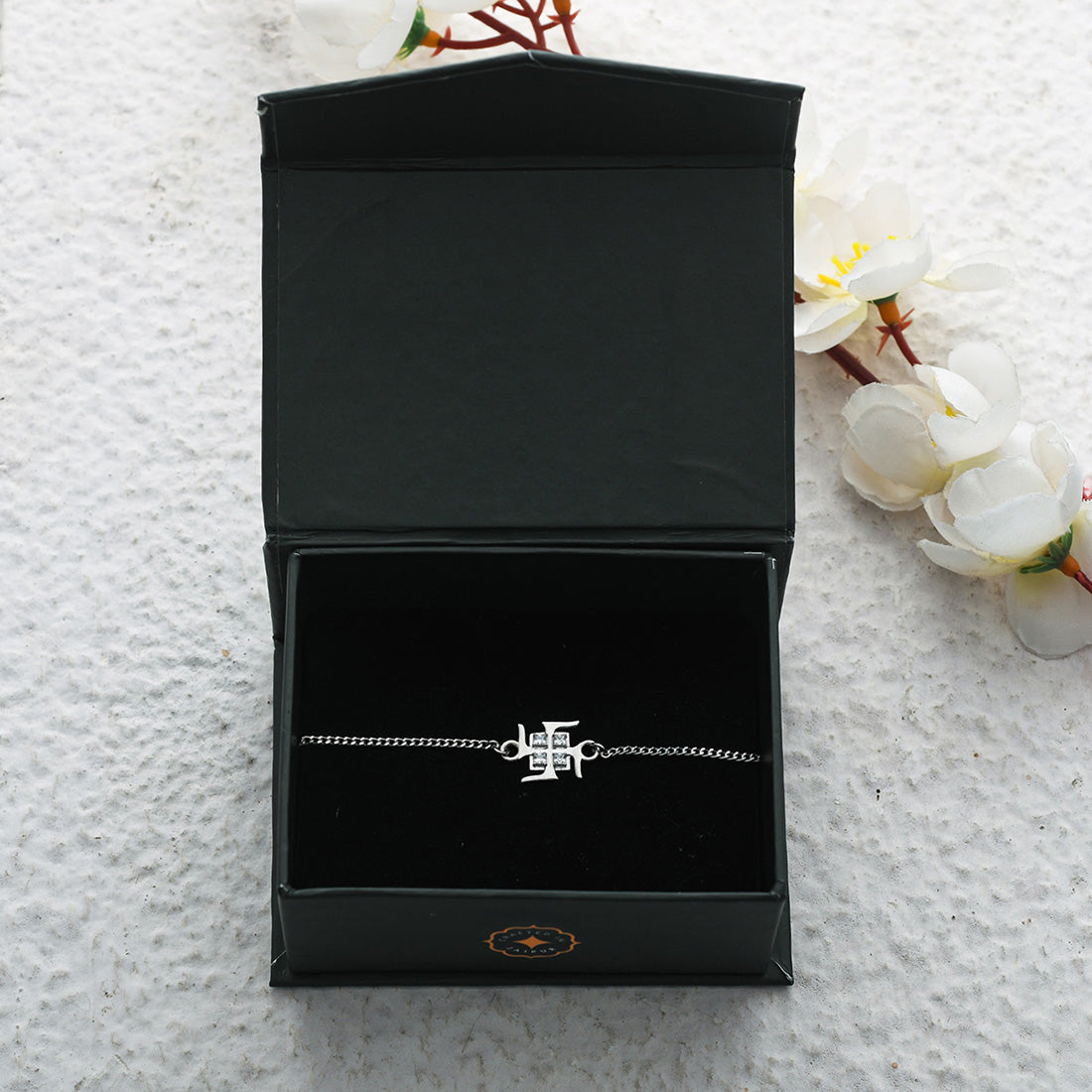 trueBrowns 925 Sterling Silver Precious Swastik Bracelet Rakhi - Distacart