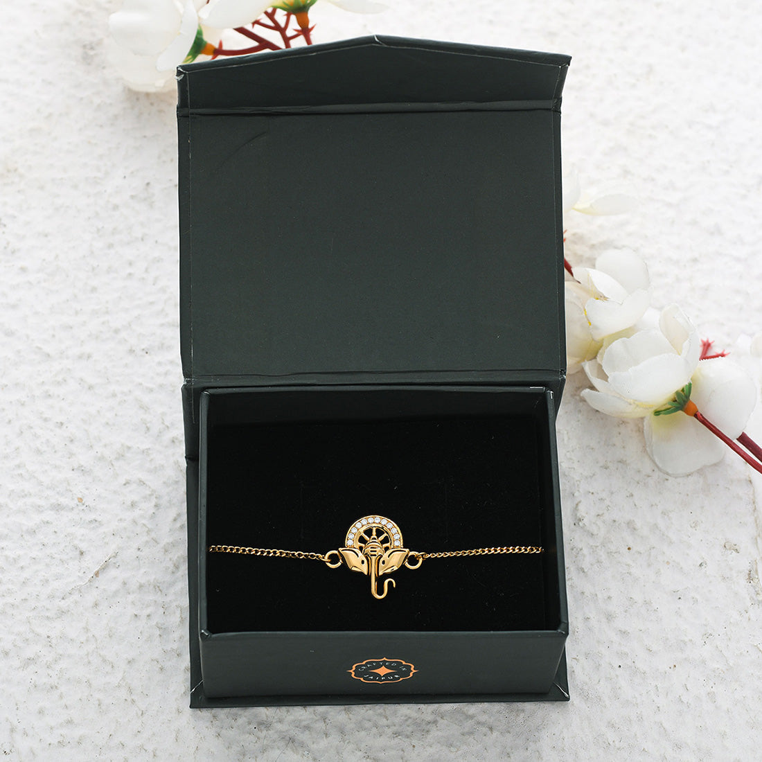 trueBrowns 925 Sterling Silver Gold-Polished Ganesha Bracelet Rakhi - Distacart