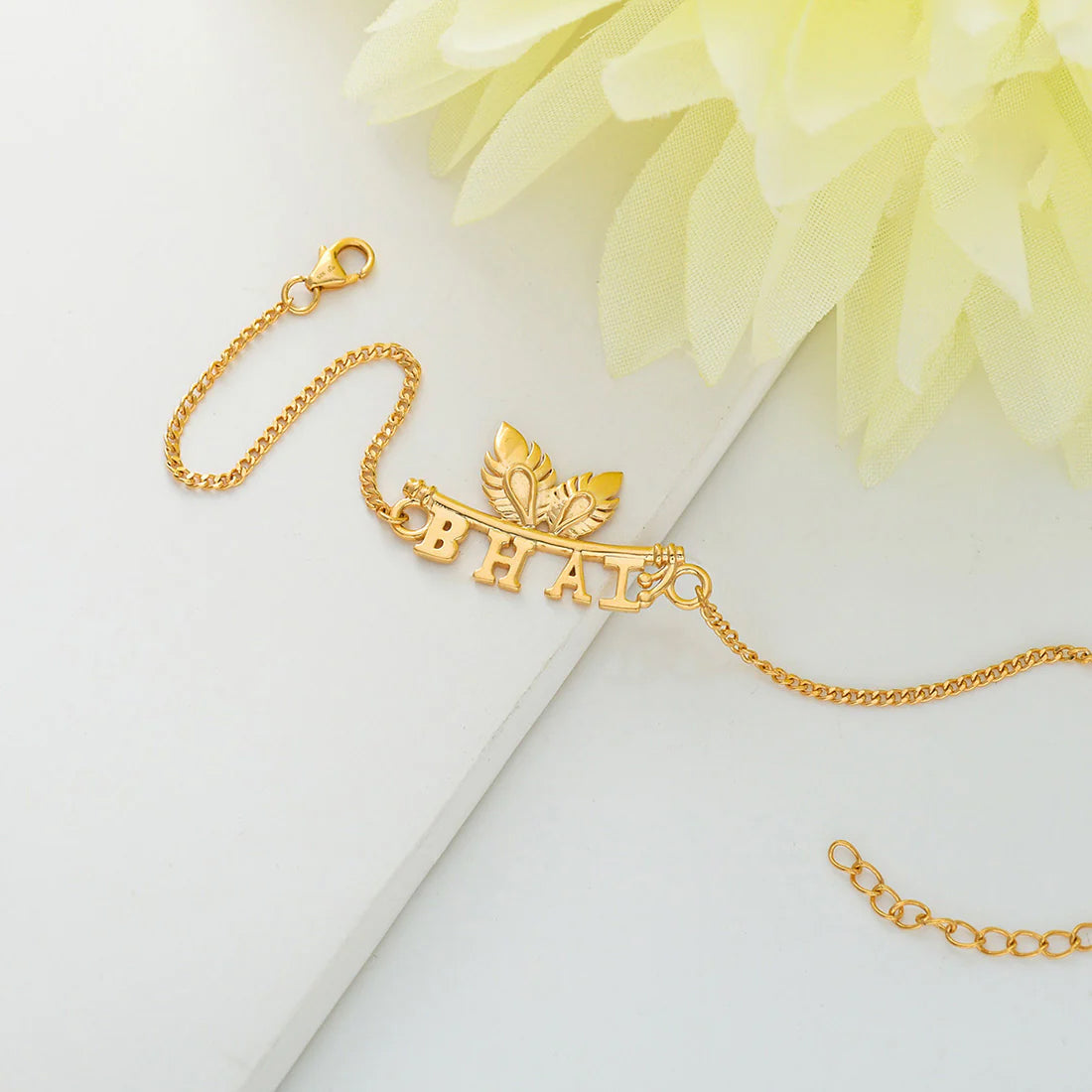 trueBrowns 925 Sterling Silver Gold-Polished Gold Micron Plated Bhai Bracelet Rakhi - Distacart