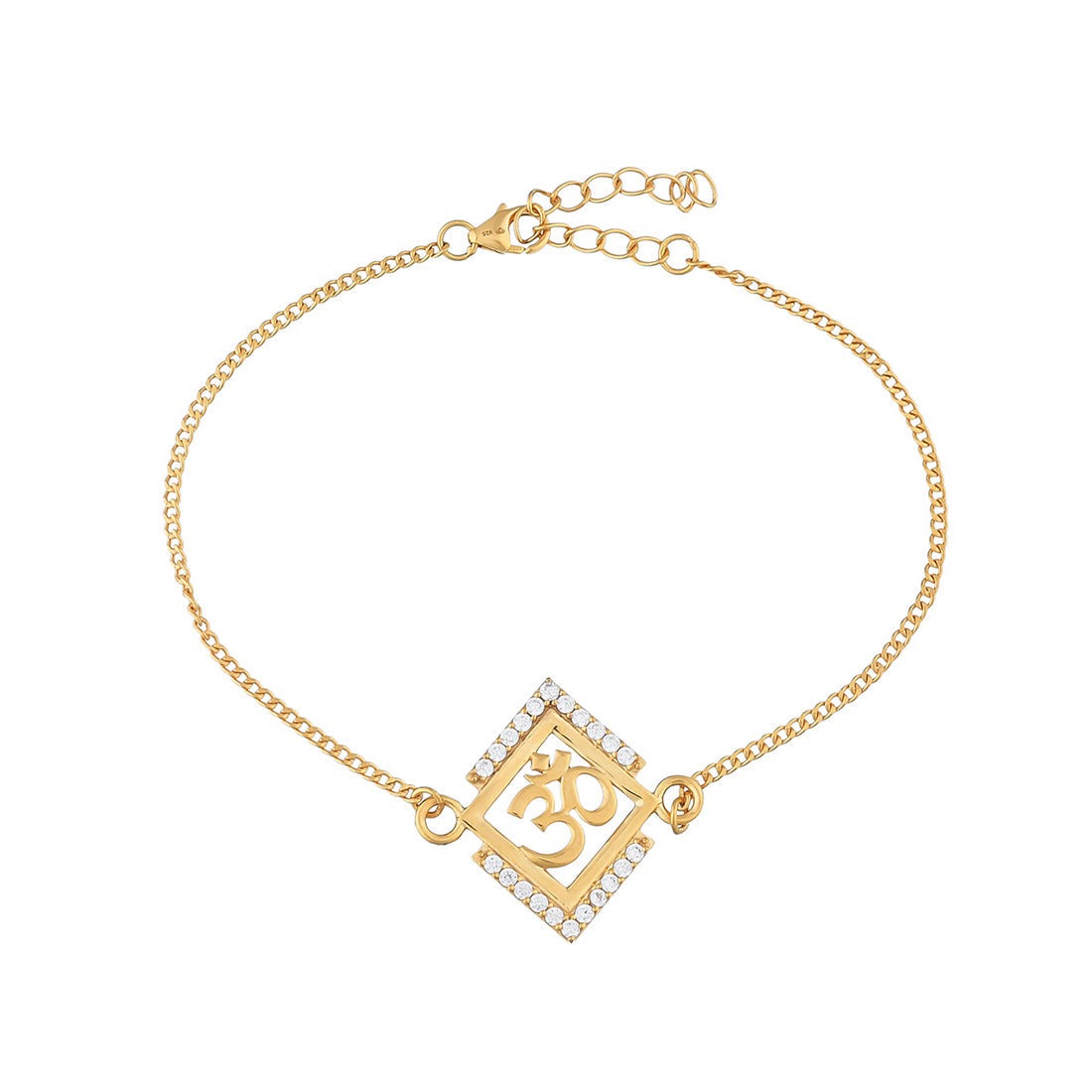 trueBrowns 925 Sterling Silver Auspicious Om Gold-Polished Gold Micron Plated Bracelet Rakhi - Distacart