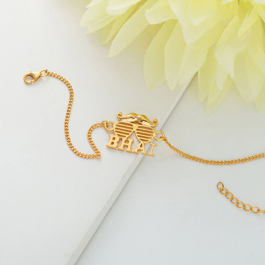 trueBrowns 925 Sterling Silver Gold-Polished Gold Micron Plated Bhai Bracelet Rakhi - Distacart