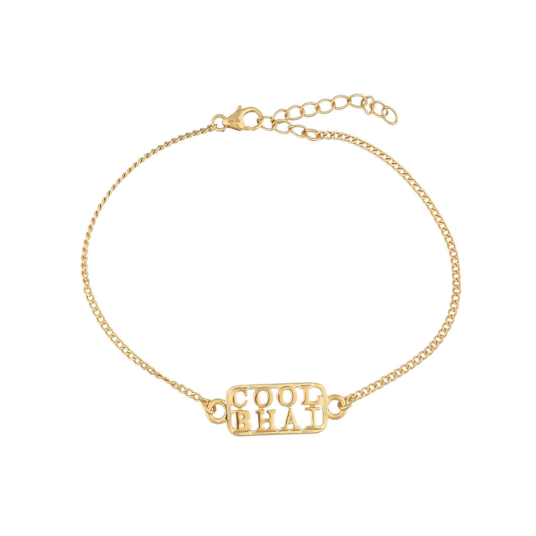 trueBrowns 925 Sterling Silver Gold-Polished Gold Micron Plated Cool Bhai Bracelet Rakhi - Distacart