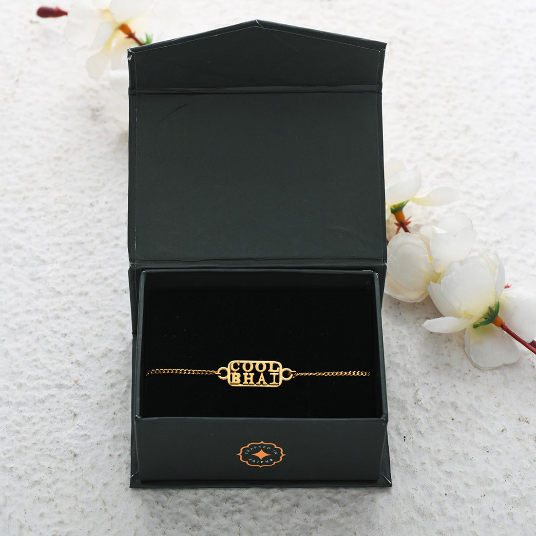 trueBrowns 925 Sterling Silver Gold-Polished Gold Micron Plated Cool Bhai Bracelet Rakhi - Distacart