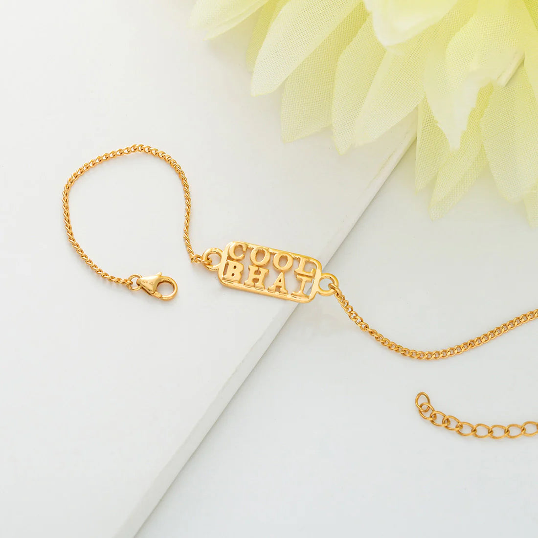 trueBrowns 925 Sterling Silver Gold-Polished Gold Micron Plated Cool Bhai Bracelet Rakhi - Distacart