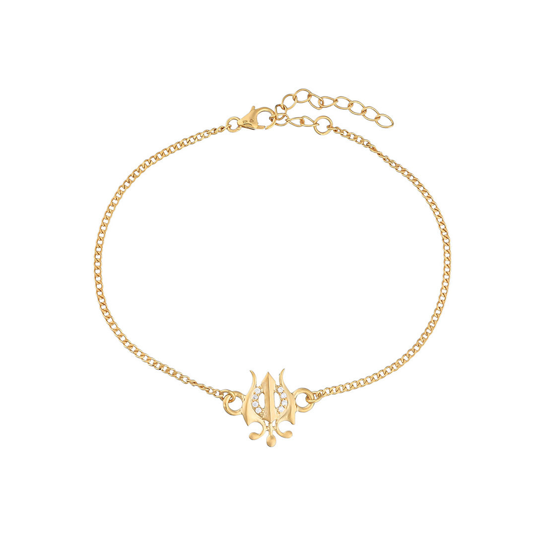 trueBrowns 925 Sterling Silver Gold-Polished Gold Micron Plated Trishul Bracelet Rakhi - Distacart