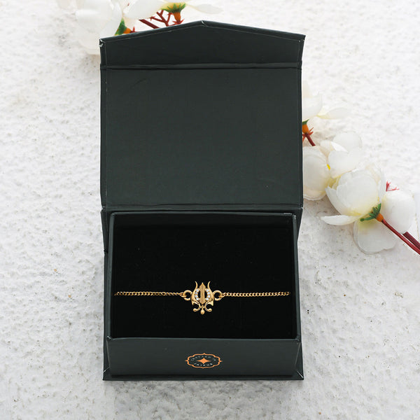 trueBrowns 925 Sterling Silver Gold-Polished Gold Micron Plated Trishul Bracelet Rakhi - Distacart