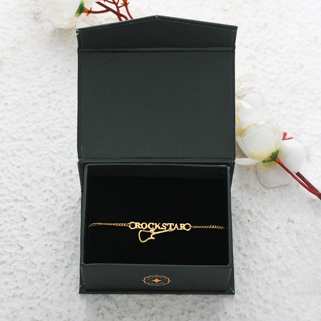 trueBrowns 925 Sterling Silver Rockstar Gold-Polished Gold Micron Plated Bracelet Rakhi - Distacart