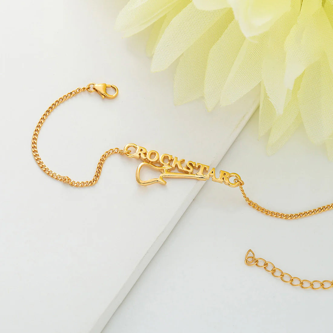 trueBrowns 925 Sterling Silver Rockstar Gold-Polished Gold Micron Plated Bracelet Rakhi - Distacart