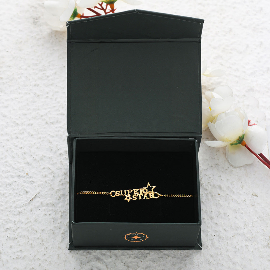 trueBrowns 925 Sterling Silver Gold-Polished Gold Micron Plated Superstar Bracelet Rakhi - Distacart