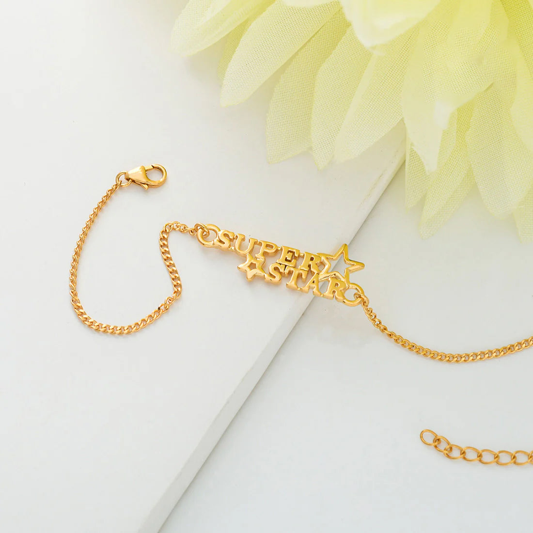 trueBrowns 925 Sterling Silver Gold-Polished Gold Micron Plated Superstar Bracelet Rakhi - Distacart