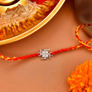 trueBrowns 925 Sterling Silver Precious Swastik Thread Rakhi - Distacart
