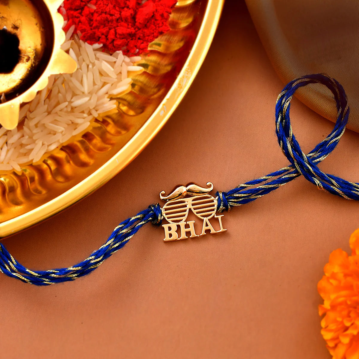 trueBrowns X Voylla 925 Sterling Silver Gold-Polished Gold Micron Plated Bhai Thread Rakhi - Distacart