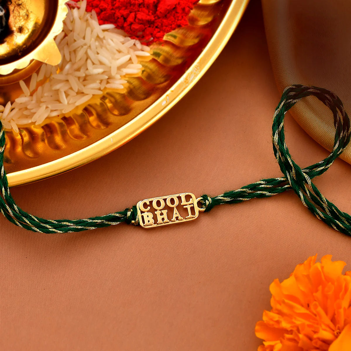 trueBrowns 925 Sterling Silver Gold-Polished Gold Micron Plated Cool Bhai Thread Rakhi - Distacart