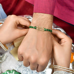 Thumbnail for trueBrowns 925 Sterling Silver Gold-Polished Gold Micron Plated Cool Bhai Thread Rakhi - Distacart