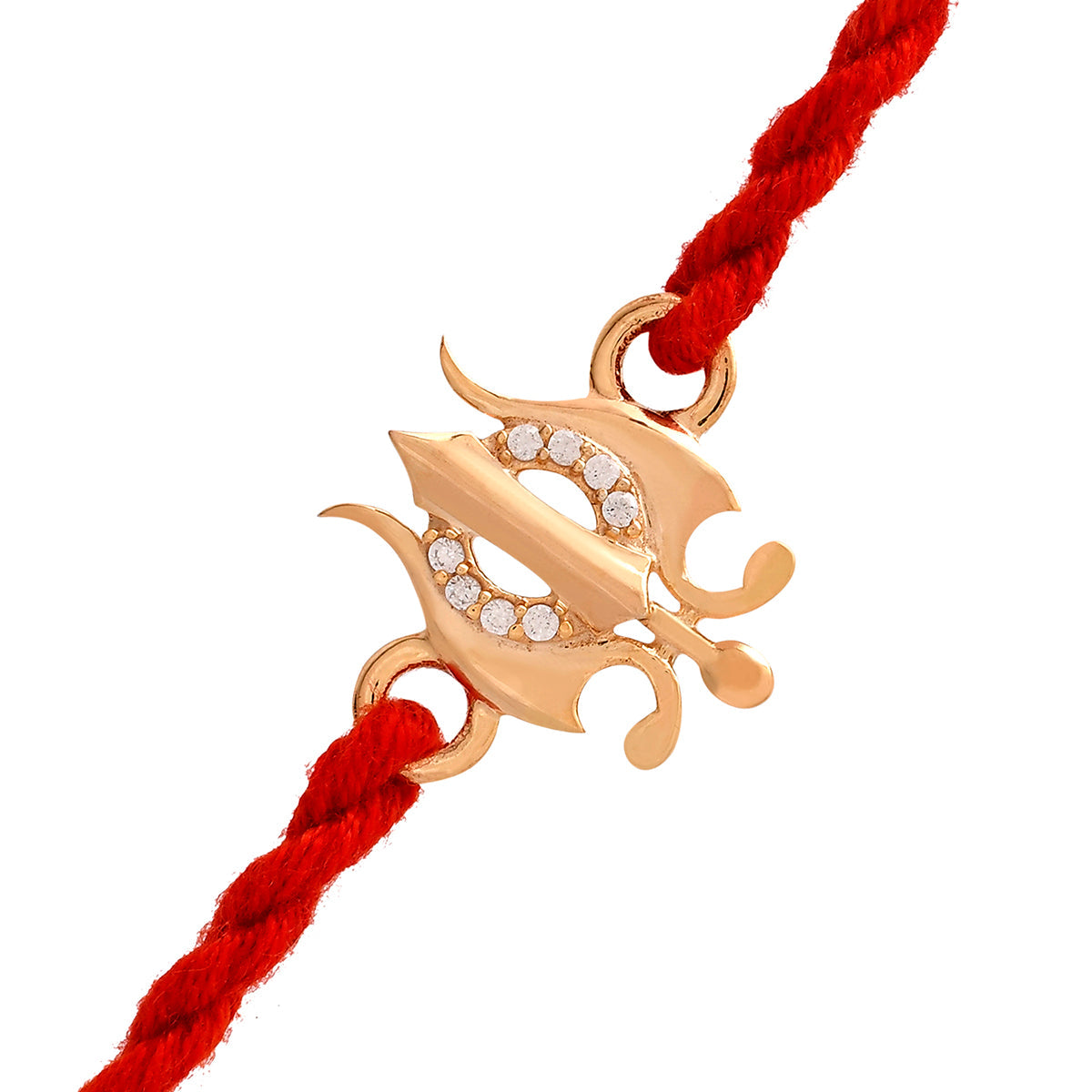 trueBrowns 925 Sterling Silver Gold-Polished Gold Micron Plated Trishul Thread Rakhi - Distacart