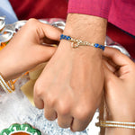 Thumbnail for trueBrowns 925 Sterling Silver Rockstar Gold-Polished Gold Micron Plated Thread Rakhi - Distacart