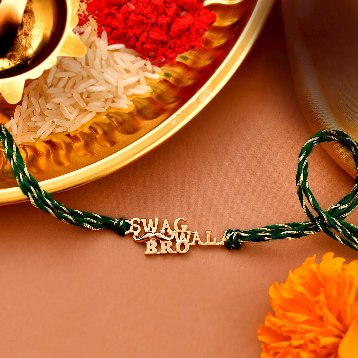 trueBrowns 925 Sterling Silver Gold-Polished Gold Micron Plated Swag Thread Rakhi - Distacart