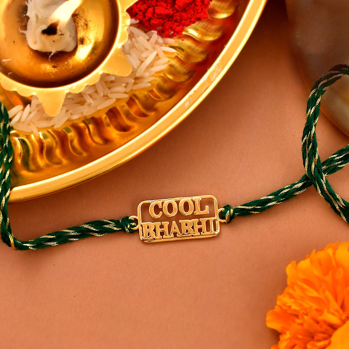 trueBrowns 925 Sterling Silver Cool Bhabhi Gold-Polished Gold Micron Plated Thread Rakhi - Distacart