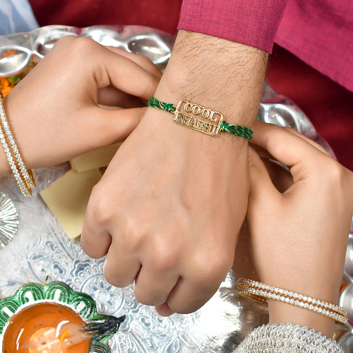 trueBrowns 925 Sterling Silver Cool Bhabhi Gold-Polished Gold Micron Plated Thread Rakhi - Distacart