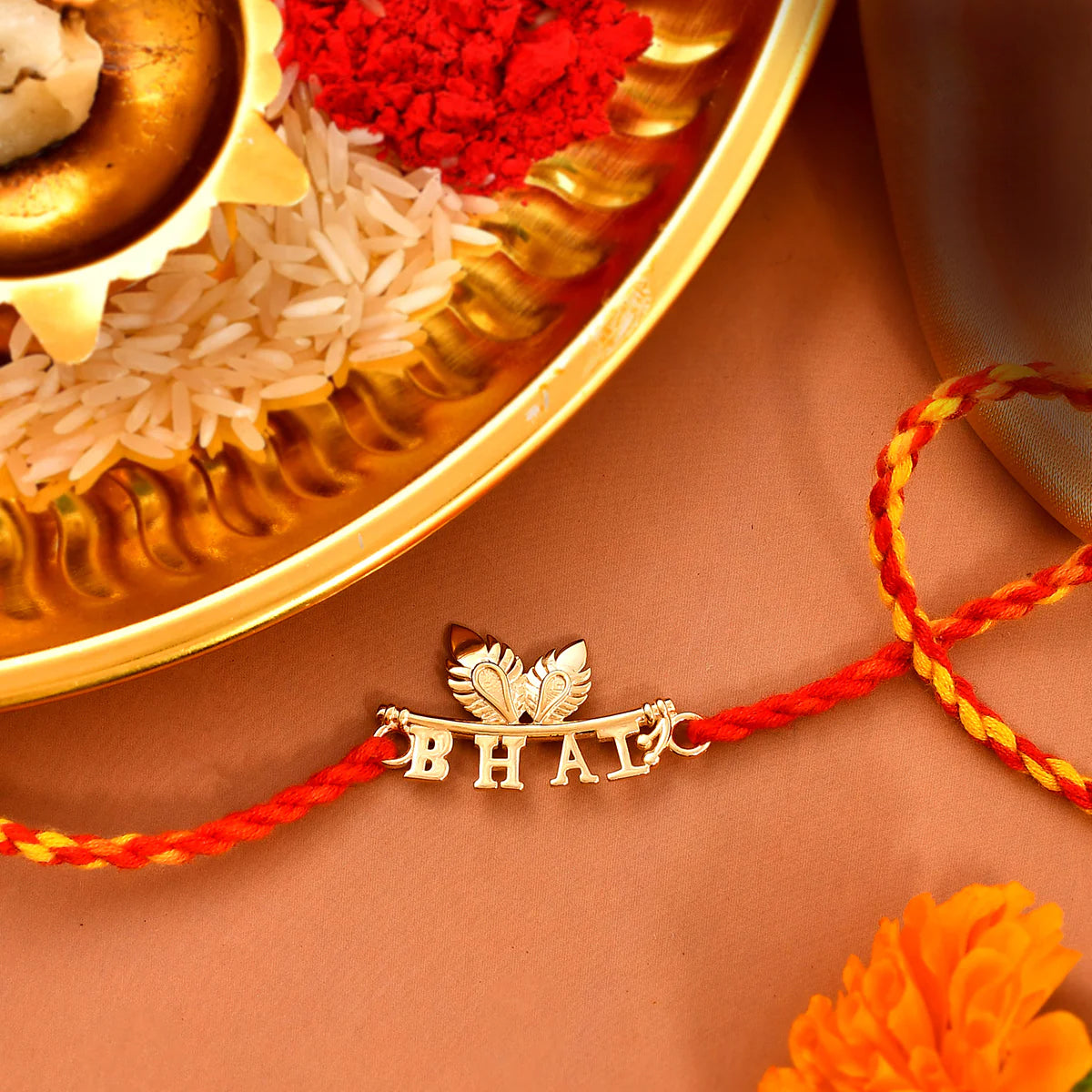 trueBrowns X Voylla 925 Sterling Silver Gold-Polished Gold Micron Plated Bhai Thread Rakhi - Distacart
