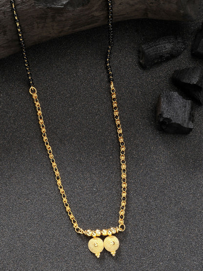 NVR Women's Set of 2 Gold-Polished Black Beaded Mangalsutra - Distacart
