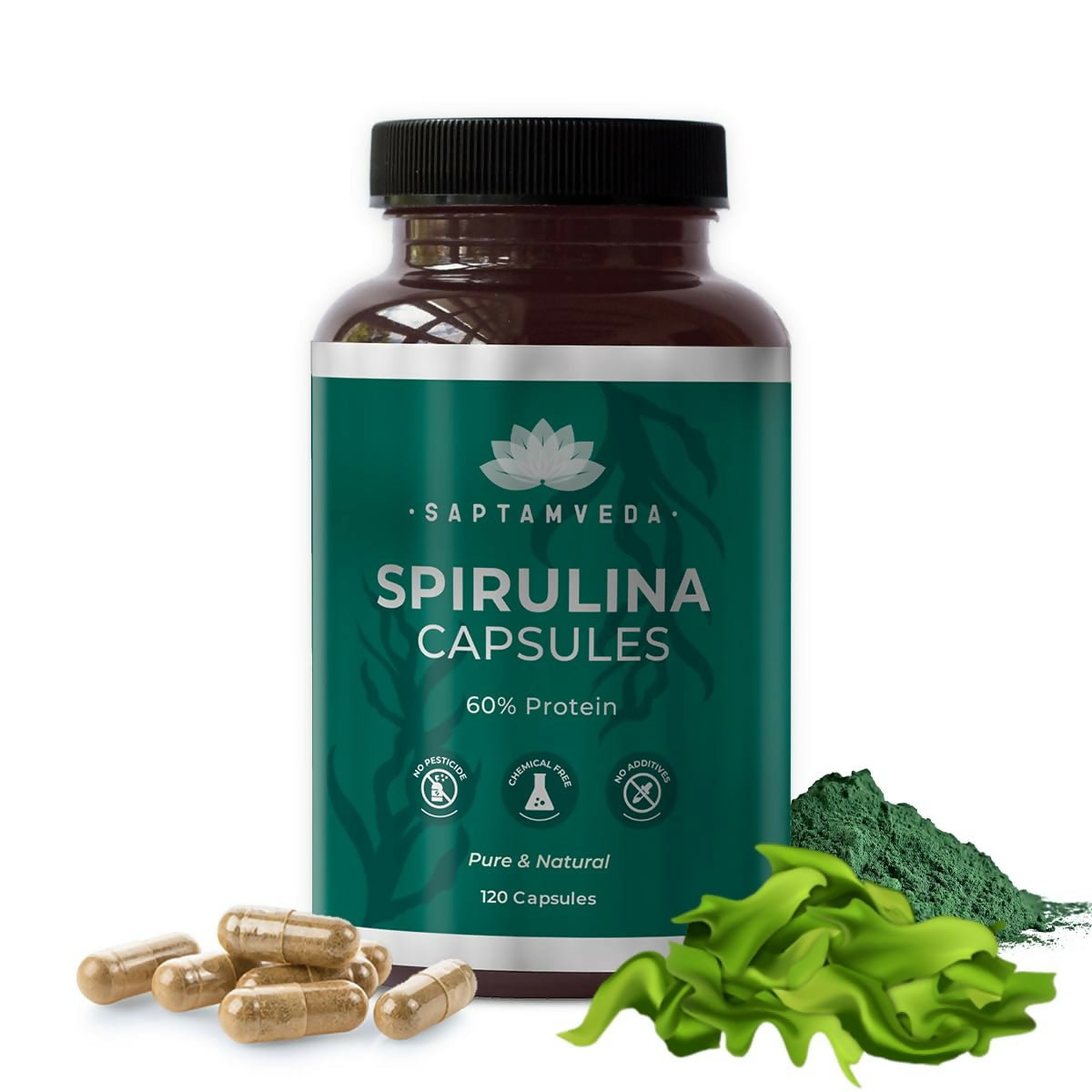 Saptamveda Spirulina Capsules - Distacart