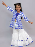Thumbnail for Lil Drama Shor-Gul Blue Kurta Sharara and Bustier Set For Girls
