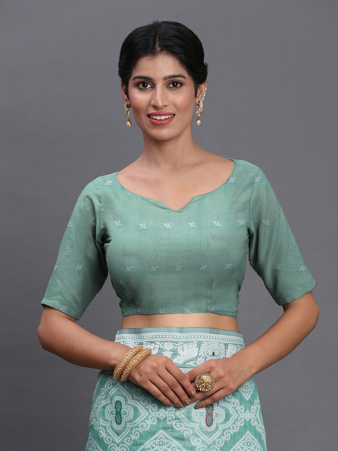 Astita Linen Cotton Sea Green Saree
