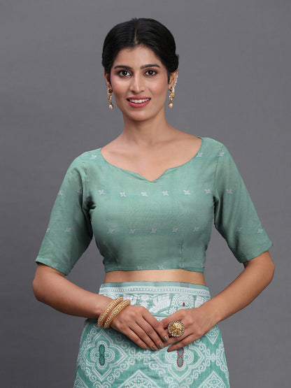 Shree Shyam Fashion Linen Cotton Sea Green Saree - Distacart