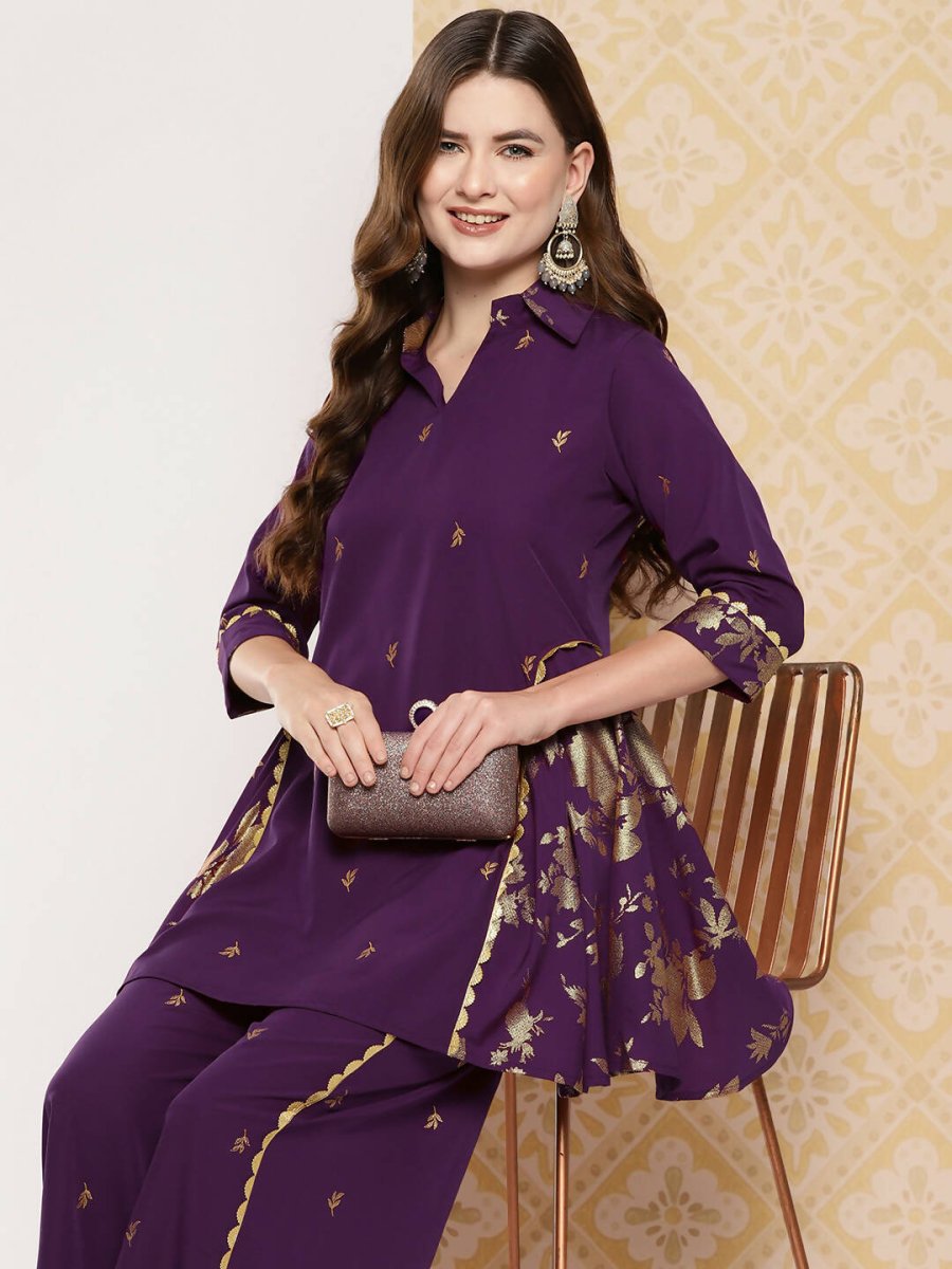 Ahalyaa Women's Traditional Wear Co-ods - Burgundy - Distacart