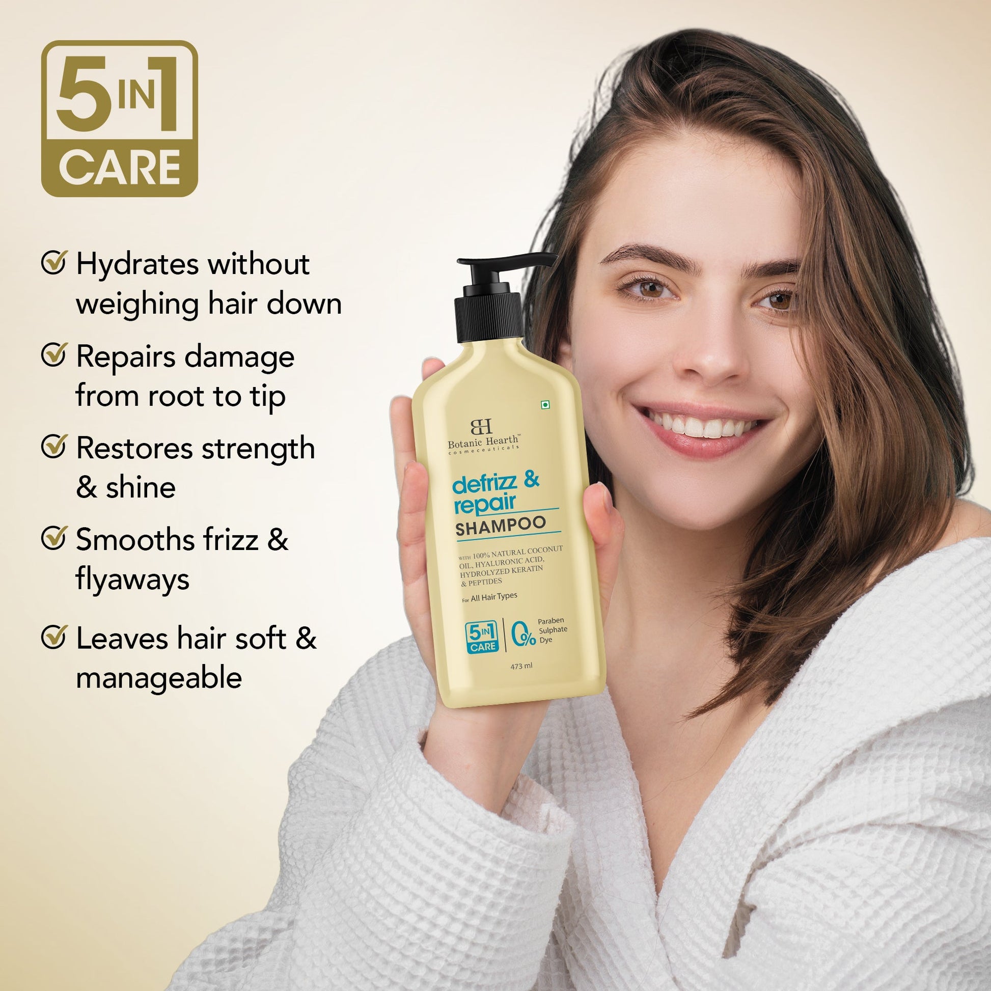 Defrizz & Repair Shampoo with Coconut Oil & Peptides - Distacart