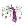TAGMA GROUP Peacock Wall Sticker Vinyl Colourful Wall Art Decal with Hanging Lanterns - Dista