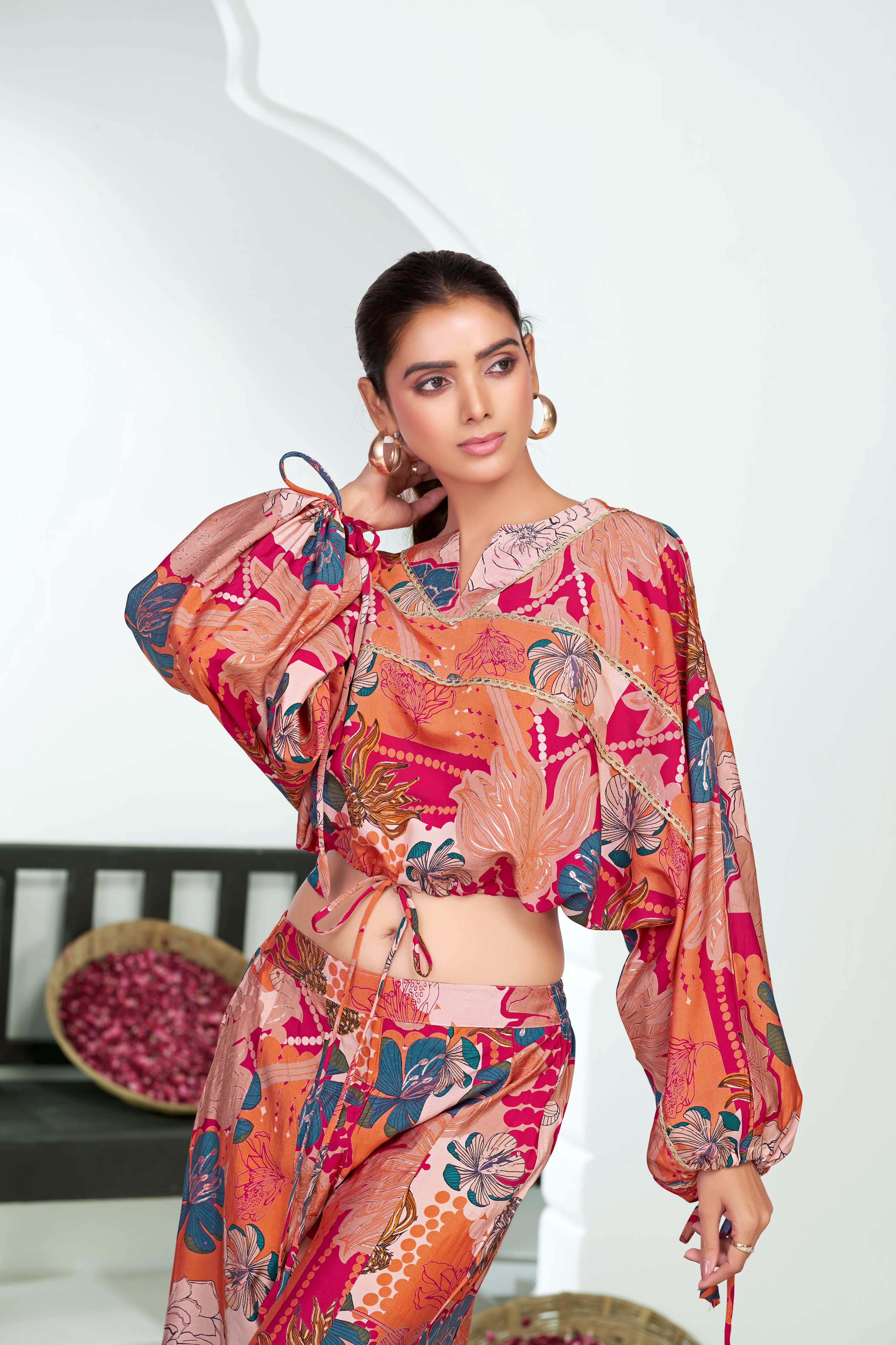 BulBul Anushree Chanderi Pink Co-Ord Set