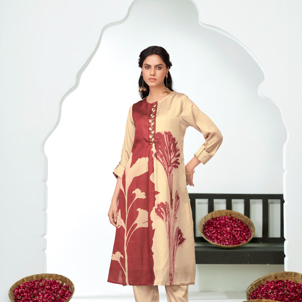 BulBul Arwa Silk Brown Kurta Set