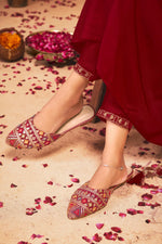 Thumbnail for BulBul Gayatri Muslin Red Kurta Set With Dupatta