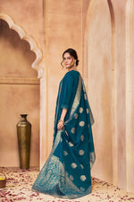 Thumbnail for BulBul Nafisa Muslin Teal Kurta Set with Dupatta