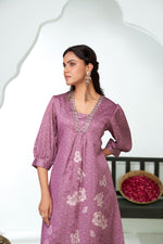 Thumbnail for BulBul Reeva Silk Lavender Kurta Set