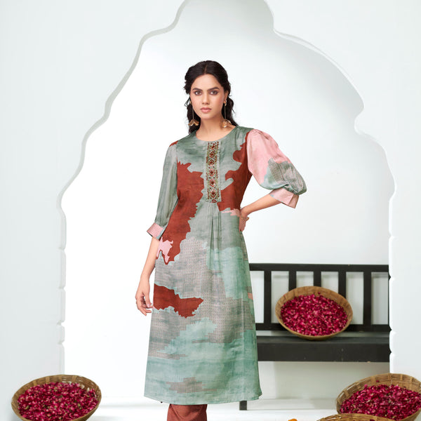BulBul Tanya Silk Pink Kurta Set