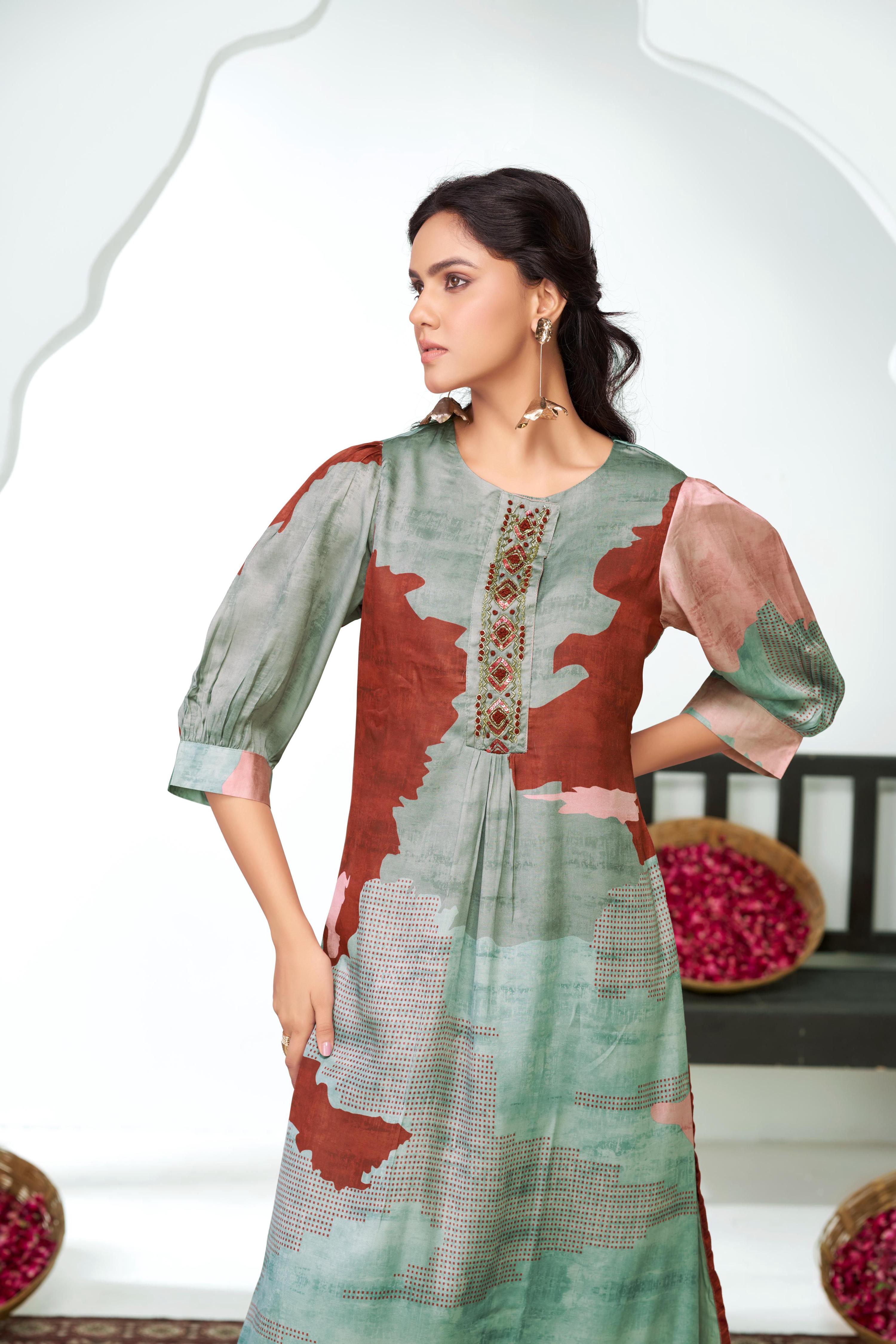 BulBul Tanya Silk Pink Kurta Set