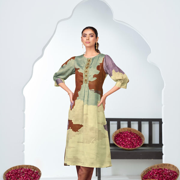 BulBul Tanya Silk Purple Kurta Set