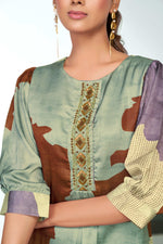 Thumbnail for BulBul Tanya Silk Purple Kurta Set