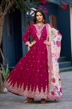 Thumbnail for Anaita Pink Embroidered Georgette Stitched Anarkali Suit With Dupatta - Distacart